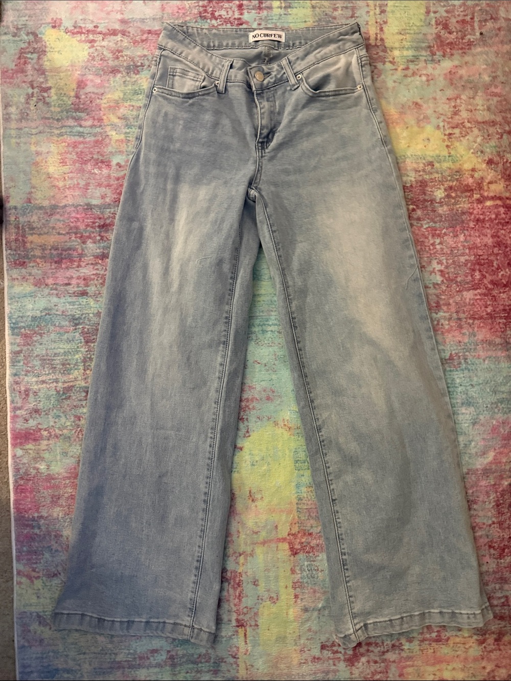 Curfew Pale Blue Wide Leg Jeans